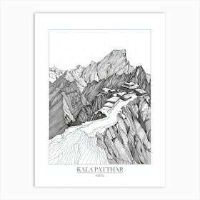 Kala Patthar Nepal Line Drawing 1 Poster Art Print