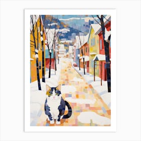 Cat In The Streets Of Aspen   Usa With Snow 1 Art Print