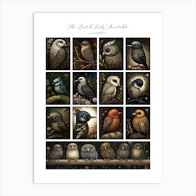 Dark Garden Birds Art Print