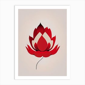 Red Lotus Retro Minimal 1 Art Print