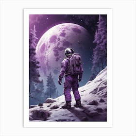 Astronaut Icy Forest Fantasy Art Print