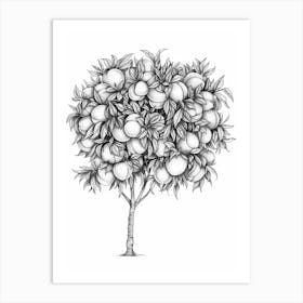 Peach Tree Minimalistic Drawing 3 Art Print