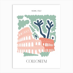 Colloseum   Rome, Italy, , Travel Poster In Cute Illustration Art Print