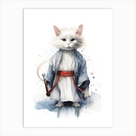 Turkish Angora Cat As A Jedi 2 Art Print