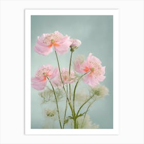Queen Annes Lace Flowers Acrylic Painting In Pastel Colours 1 Art Print