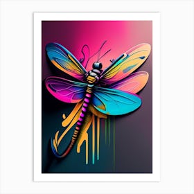 Dragonfly In Front Of Graffiti Wall Tattoo 1 Art Print