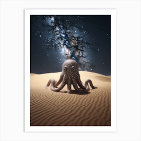 Cosmic octopus in the desert Art Print