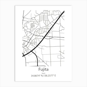 Fujita,Japan Minimalist Map Art Print