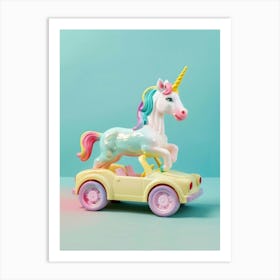 Toy Unicorn In A Toy Car 2 Art Print