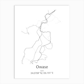 Owase,Japan Minimalist Map Art Print