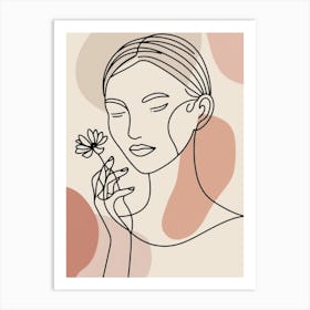 Woman Holding A Flower Art Print