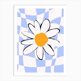 Daisy on a checkered background Art Print