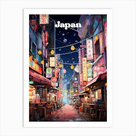 Japan Night Time Modern Travel Art Art Print