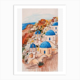 Lazy days in Santorini Art Print