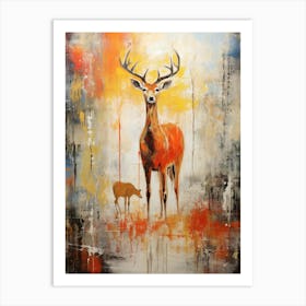Deer Abstract Expressionism 2 Art Print