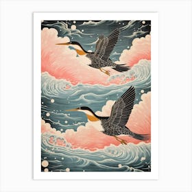 Vintage Japanese Inspired Bird Print Cormorant Art Print