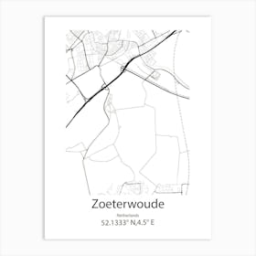 Zoeterwoude,Netherlands Minimalist Map Art Print