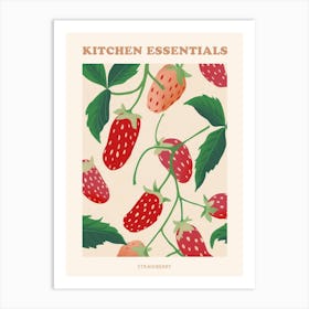 Strawberry Pattern Illustration Poster 1 Art Print