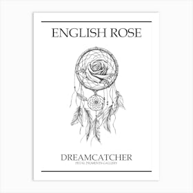 English Rose Dreamcatcher Line Drawing 3 Poster Art Print
