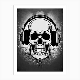 Skull With Headphones 94 Art Print