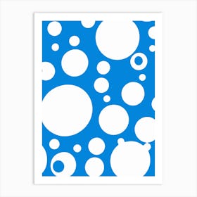 Blue and White Bubble Minimal Abstract Art Print