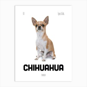 Chihuahua - Dog - Mexican - Typography - Art Print - Retro - Canine - White & Black - Minimalist  Art Print
