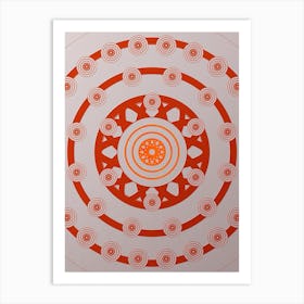 Geometric Abstract Glyph Circle Array in Tomato Red n.0225 Art Print