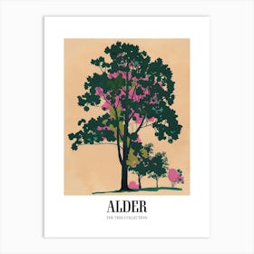 Alder Tree Colourful Illustration 4 Poster Art Print