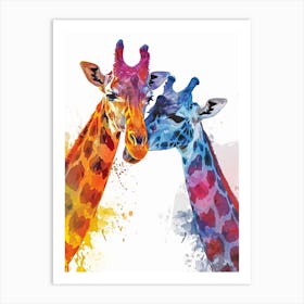 Giraffe Pair Watercolour 3 Art Print