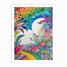 Rainbows And Flowers-Reimagined Art Print