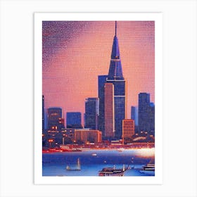 Cleveland, City Us  Pointillism Art Print