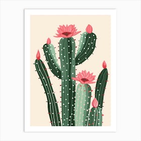 Christmas Cactus Plant Minimalist Illustration 3 Art Print