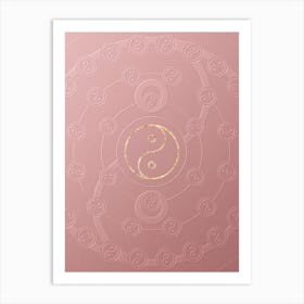 Geometric Gold Glyph on Circle Array in Pink Embossed Paper n.0096 Art Print