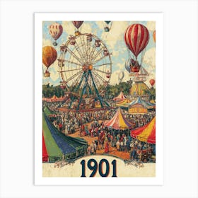 Aihrgdesign A Nostalgic Poster Of A 1901 Fairground With A Fe 175c30fc 4de8 4f74 95ae 83af8aee6ec5 1 Art Print