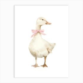 Duck With Pink Bow Art Print