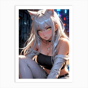 Anime Girl With Cat Ears 9 Art Print