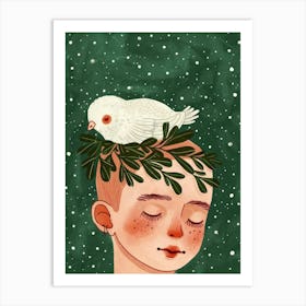 Dove On Head 1 Art Print