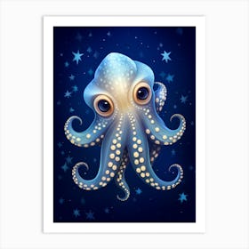 Star Sucker Pygmy Octopus Kids Illustration 6 Art Print