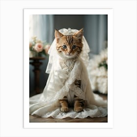Wedding Cat 1 Art Print