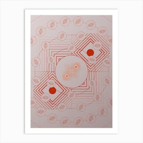 Geometric Abstract Glyph Circle Array in Tomato Red n.0133 Art Print