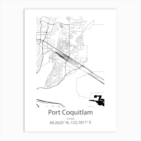 Port Coquitlam,Canada Minimalist Map Art Print