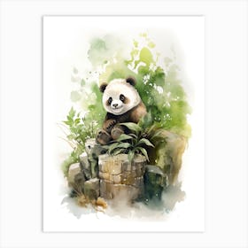 Panda Art Sculpting Watercolour 3 Art Print