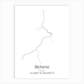 Bicheno,Australia Minimalist Map Art Print