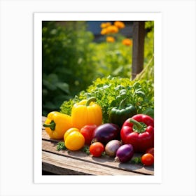 Assorted Vegetables Straight From The Garden Rich In Color And Variety Including Vibrant Red Tomat (2) Art Print