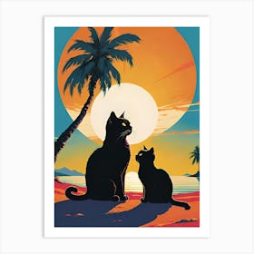 Cats On The Beach Art Print