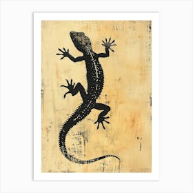 Black Gecko Block Print Art Print