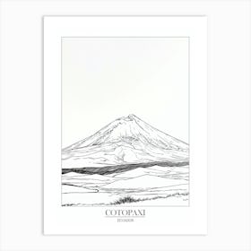 Cotopaxi Ecuador Line Drawing 5 Poster Art Print