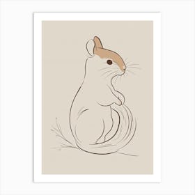 Chinese Rat - Boho, Line Art Art Print