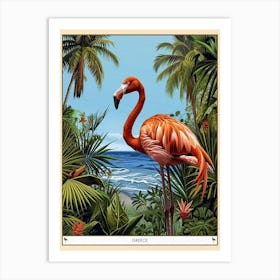 Greater Flamingo Greece Tropical Illustration 5 Poster Art Print