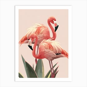 Chilean Flamingo Bromeliads Minimalist Illustration 3 Art Print